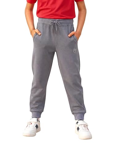 Image of KiddoPanti 100% Cotton Track Pants for Boys & Girls | Soft Single Jersey Fabric | Elastic Waist with Drawcord | Full Length with Rib Hem & Pockets | Joggers and Lowers for Kids