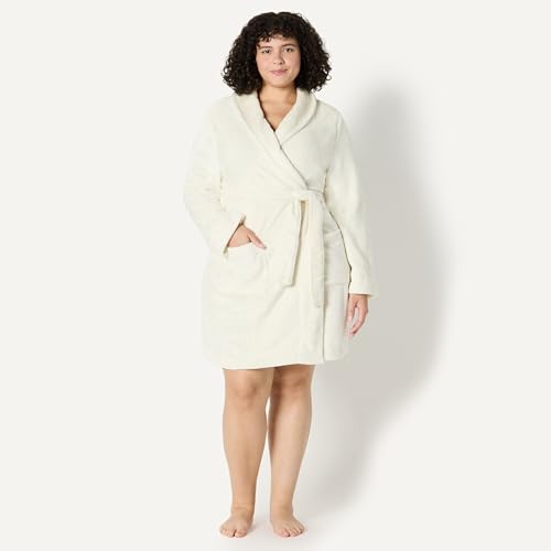 Image of Amazon Essentials Women's Mid-Length Plush Bath Robe, Loungewear (Available in Plus Size)