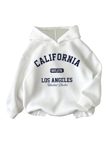 Girl's Preppy Letter Graphic Hoodie Hooded Long Sleeve Sweatshirts Cute Pullover Tops