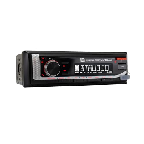 Image of Dual Electronics MXD140B Marine Stereo Bluetooth Single DIN Weatherproof AM /FM | Weatherproof receiver for boats, sunlight-readable LCD, USB port with 2.1A charging, AM /FM tuner, black single-DIN design