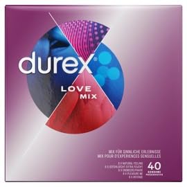 Immagine prodotto: Durex Surprise Love Mix Preservativi Assortiti 40 Pz Ultra Sottile Extra Lubrificato Fragola Con Rilievi E Nervature Per Lei Dots And Lines Stimolante X Lei Pacco Grande