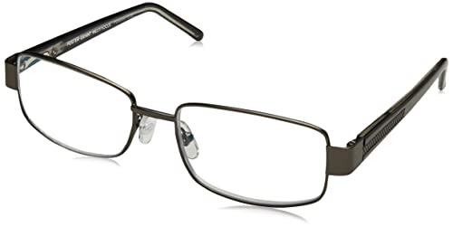 Foster Grant Men's Wes Multifocus Rectangular Reading Glasses, Gunmetal/Transparent, 54 mm + 2.5