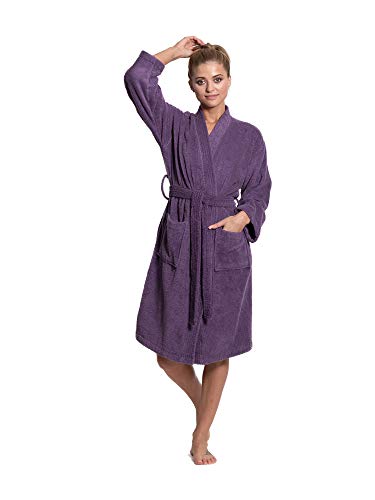 Image of Turkuoise Soft & Absorbent Towel Robe, 100% Cotton Turkish Terry Cloth Kimono Bathrobes for Women
