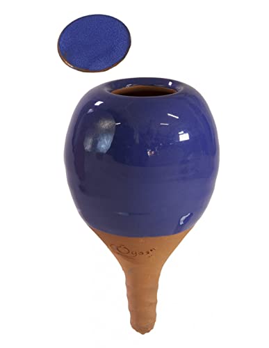 Moutta | Ollas/Oyas Jardinera de Cerámica Azul 0,3 litros | Difusor de Agua/depósito para riego de Plantas | Riego automático por Goteo