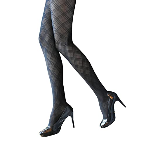 Millennials In Motion Patterned Plaid Argyle Tights Dark Academia Tartan Checkered Designer Inspired Sheer Stockings Vintage Pantyhose
