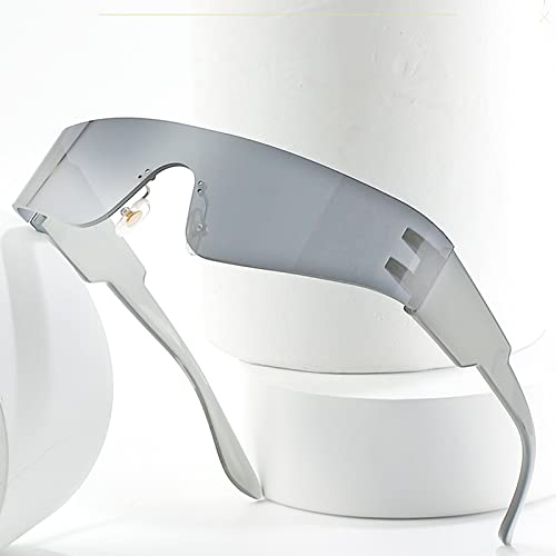 FLAVNTEL Lunettes de Soleil Futuristes, 2 Paires Argentées Rose, Lunettes Spatiales, Jeu de Rôle Amusantes – vue 3