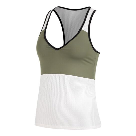 BB Camiseta Clay para Tenis y Padel by Belén Berbel (FR/ES, Letras, M, Regular, Regular, Oliva - Blanco - Negro)