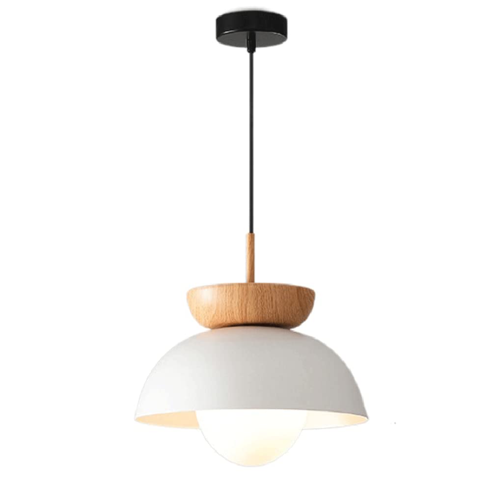 Faux Wooden Lampshade Nordic Restaurant Style Chandelier Modern Minimalist Bedroom Ceiling Light Hanging Lights Personalized Bedside Lighting for Kitchen Island,Dining Room,Bedroom