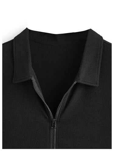 OYOANGLE Men's Zip Up Sleeveless Shirts Collared Neck Ribbed Knit Slim Fit Solid Casual Tank Tops Streetwear4