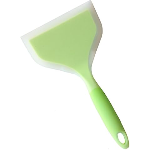 Minchsrin Silicone Wrapped Plastic Fish Spatula Pancakes Shovel Non-Stick Heat-Resistant Wide Flat Turner For Egg Tamales Pizza (Green) Cover