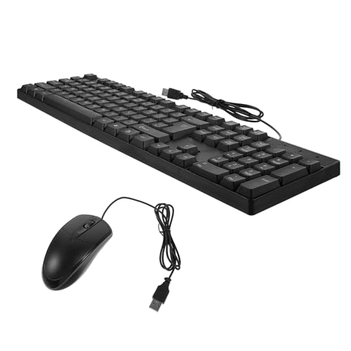 Combo de teclado y ratón con cable negro, 104 teclas de ABS silenciosas para ordenador