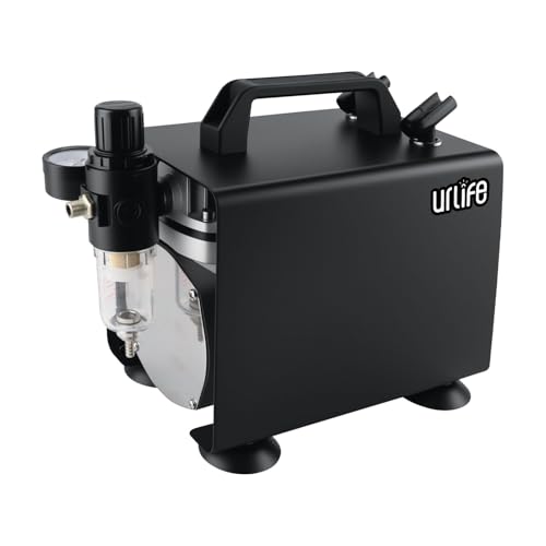 urlife コンプレッサー 小型 A4の半分でも 高圧域 安定供給 最大圧0.4MPa 対応 精密無段階調圧 0-57PSI 47dB 静音 吐出23-25L/min 据え置き ホビー向け LiteCube