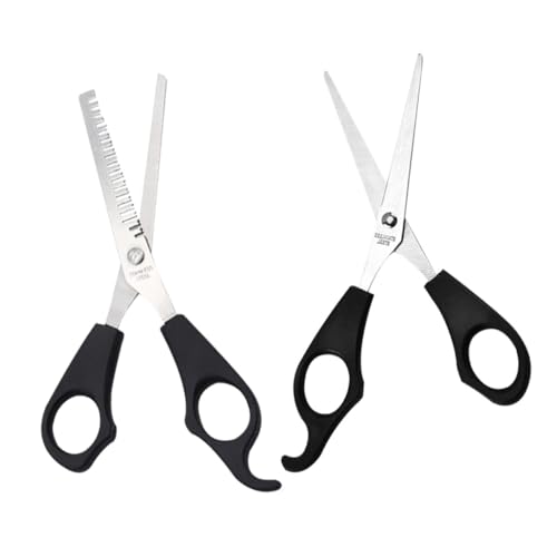 HONMEET 2 Piezas Tijeras de Peluquería Inoxidable Corte Recto y Entresacar para Profesionales y Salón de