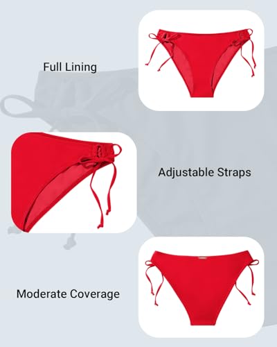 Image of Zmart Women's String Tie Side Bikini Bottoms - Adjustable Low Rise Swimsuit Bottom Moderate Coverage Bathing Suit