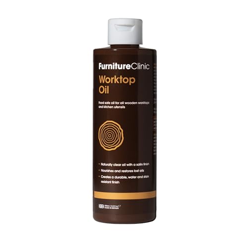 Furniture Clinic Worktop Oil 250ml - Food Safe Quick Drying Worktop Oil for All Wooden Worktops & Kitchen Utensils