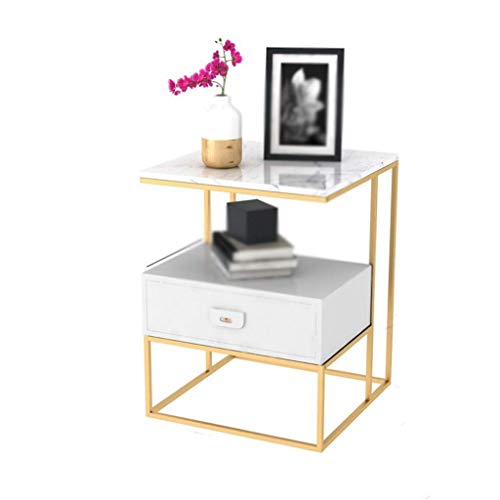 HTLLT Storage Table Bedroom Bedside Table with Drawer Marble Pattern M HTLLT Storage Table Bedroom Bedside Table with Drawer Marble Pattern M