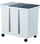 Amazon｜アスベル フタ付きゴミ箱 EC横型3分別ワゴン たっぷり容量 60L