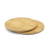 hausleben Juego de 2 bandejas redondas de bambú para servir, diámetro de 35 x 1,2 cm, grandes bandejas de bambú, plato para buffet, queso y plato para aperitivos para cocina, mesa y fiesta, sostenible