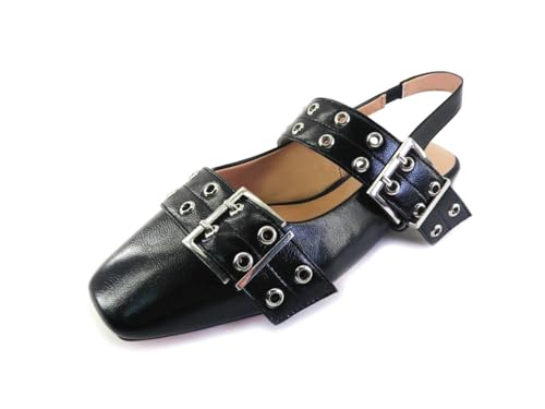 michia Buckle Ballet Slingback Flats for Women