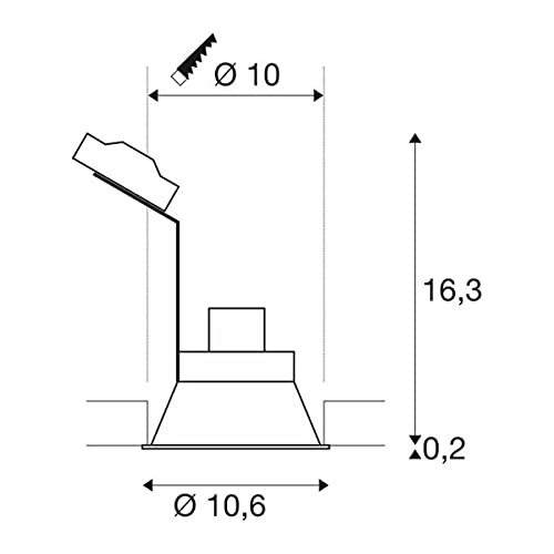 Slv Discreta Lampada Da Incasso A Soffitto Horn-O Nera - 7
