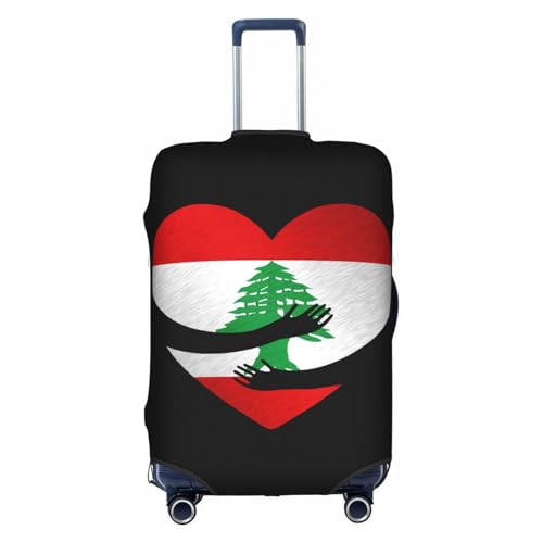 Travel Luggage Cover Lebanese Flag Heart Fashion Washable Baggage Suitcase Protector Fit For Luggage Medium