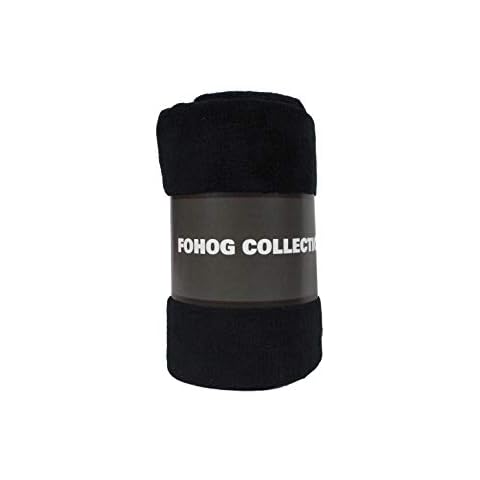 FOHOG Collection Fleece Blanket Black Small Plush Throw Blankets for Couch Flannel Soft Lightweight Microfiber Travel 50" X 60" (Black) Cover