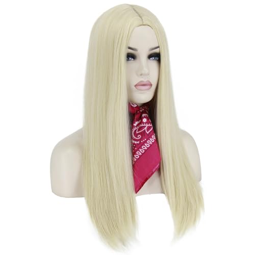 Shecool H1098 Long Blonde Wigs For Women Cowgirl Costume Weird Wig Blonde Straight Wig Natural Fashion Synthetic Wigs thumb #1