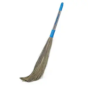CHAND SURAJ Stella Natural Grass Broom Stick for Home Cleaning with Stainless Steel Handle (Pack of 1)