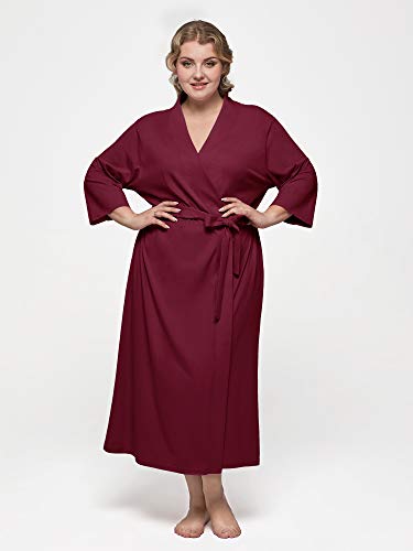 Sioro Robes For Women Plus Size Lightweight Cotton Kimono Bathrobe Maternity Nursing Robe Gowns Knit Soft Sleepwear Long,Burgundy Xx-Large #TOP3