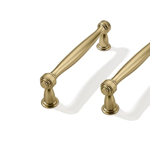 CABDM 2 Pack 3inch(76mm) Center to Center Brushed Brass Cabinet Pulls Satin Brass Handles for Cabinets Cupboard Solid Heavy Duty Drawer Handles Dressers Kitchens bedrooms by CABDM - Used condition - US$8.48