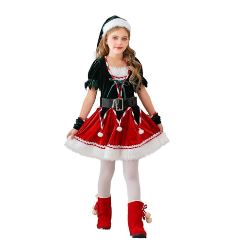 Robe de fête de Noël pour filles confortable : un costume d'elfe de carnaval sans irritation