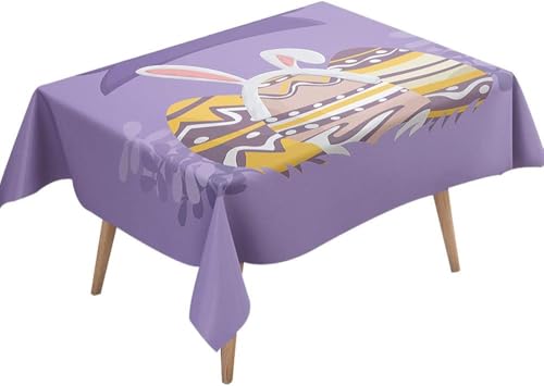 Aozhiswe Mantel Antimanchas Rectangular Pascua de Resurrección Mantel de Mesa Morado 140x240 cm Manteles Impermeable Poliéster Protector Comedor para Interior Exterior a-8687