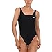 Reebok One Piece Swimsuit Women, Scoop Back High Cut Womens Bathing Suits One Piece, Ladies Athletic Backless Swim Suit Black
