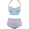 BOMBIKINI Dames Badpakken Kleurverloop Bikini Zeemeermin Shell Badmode Badpak met hoge taille