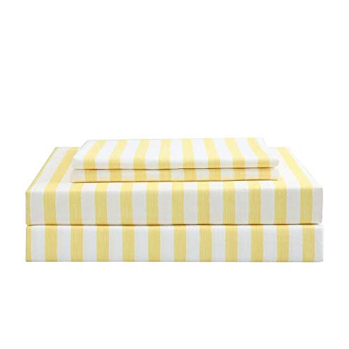 Image of Best Season 3 Piece Stripe Microfiber Stripe Sheet Set - Super Soft Luxury Hotel Deep Pocket,Stain, Fade & Wrinkle Resistant Bedding Set (Yellow,Twin Size)