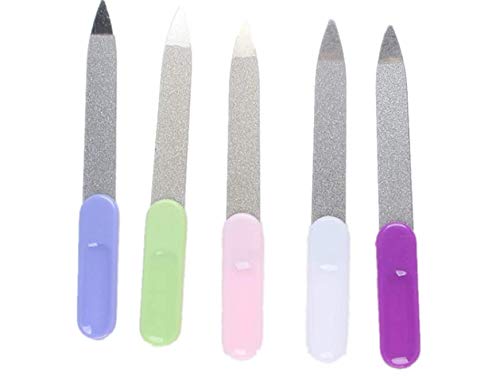 Cafurty Nail Tools - 5pcs Metal Double Sided Nail File Stainless Steel Manicure Pedicure Tools Files - Metal Nail File Men Filer for Toenails Stainless Steel Fingernail Files
