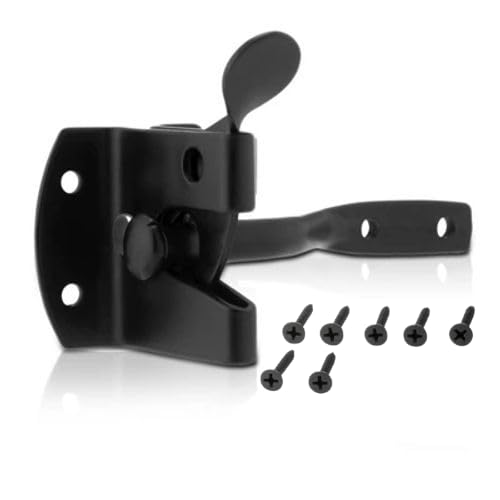 Auto Gate Latch - Garden Gates - Pack 1- Matt Black Finish - Fixings Included - Exterior/Interior Use
