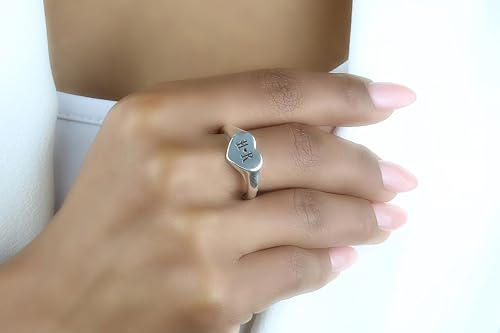 Bague en forme de coeur initiale gravée cadeau or 14k - 2