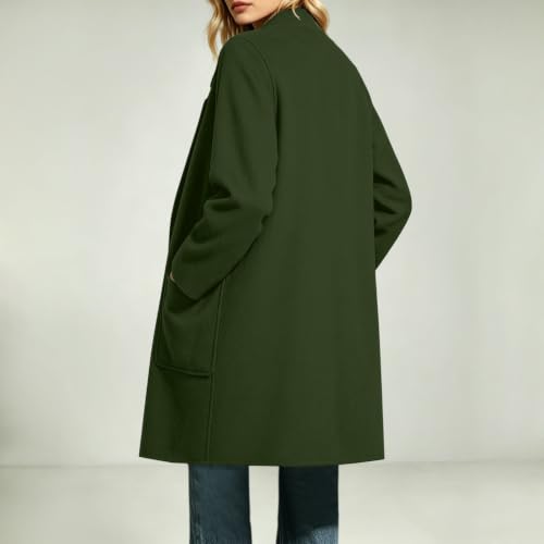Womens Trench Coat Mid Length Open Front Jacket Fall Winter Outerwear - image 9