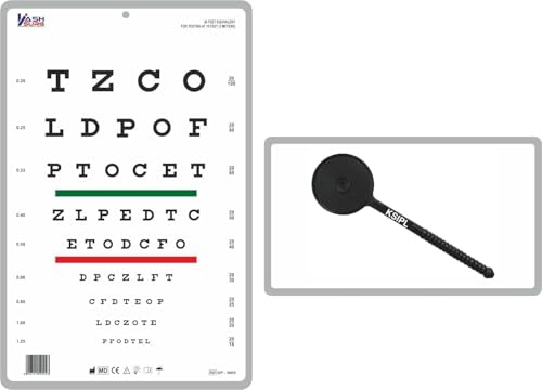 KASHSURG Snellen Chart with Red Green Lines 10 Feet with Opaque Black Occluder 11.5cm_178_Pack of 45.