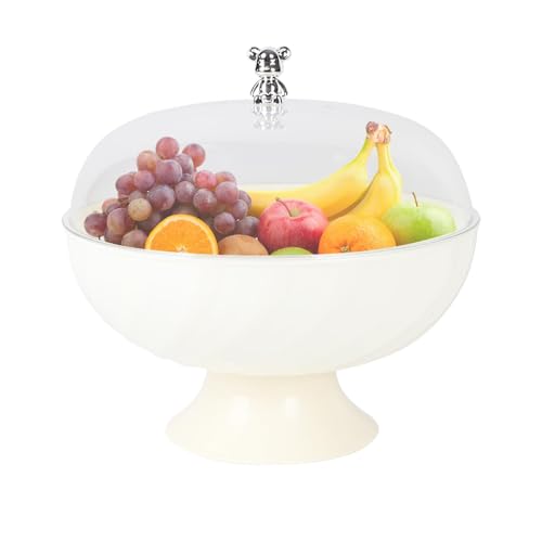 Gzsekken Fruit Bowl for Kitchen Countertop Clear Fruit Basket with Lid Fruit Cover Displaying for Party Wedding Vegetable Dessert Snacks Bread Decorative