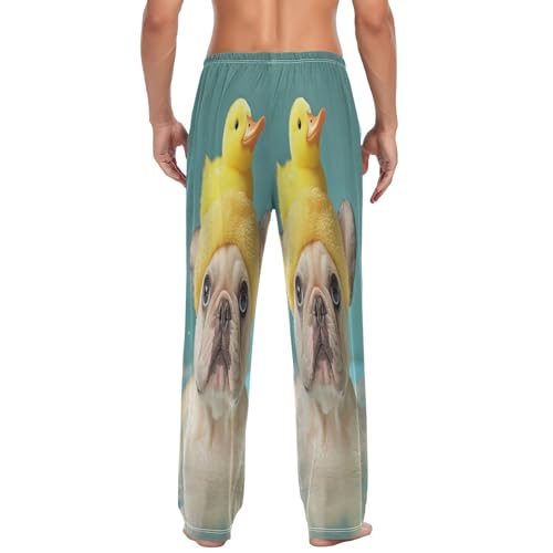 ALAZA Men's French Bulldog Take A Bath Duck Sleep Pajama Pant2