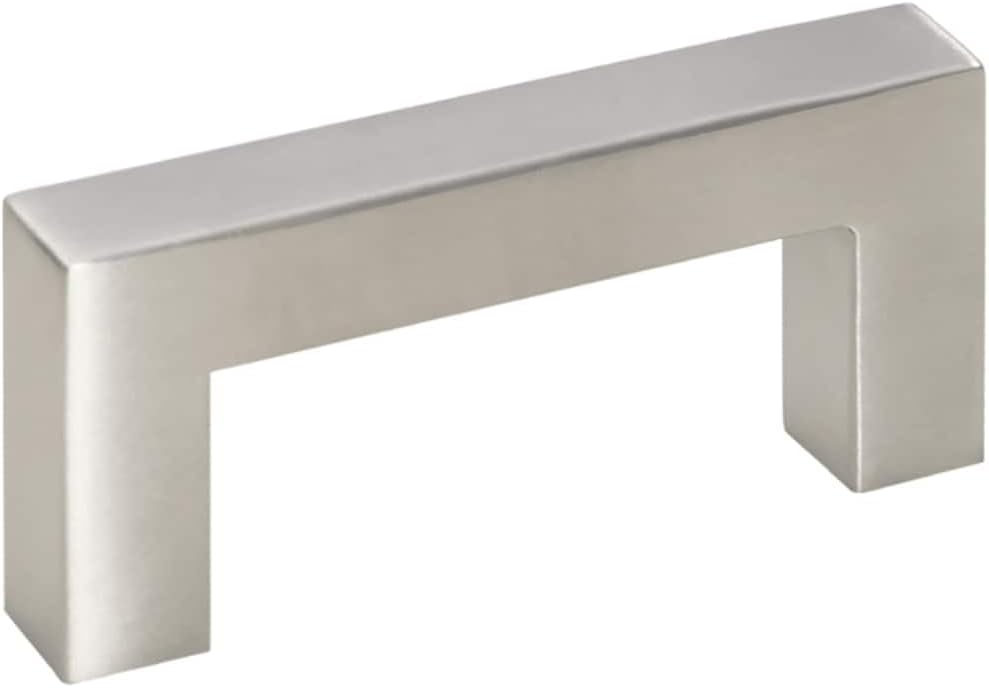 Cabinet Handles Set of 10, 3-Inch Brushed Stainless Steel Drawer Pulls, Modern Square Silver Kitchen Cupboard Hardware for Furniture, Dresser, Bathroom Cabinets