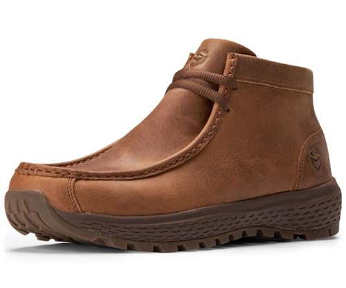 Image of SUREWAY Men's Chukka Boots,Fashion and Comfort Driving Shoes,Lightweight Durability Leather Moc Toe Work Boots