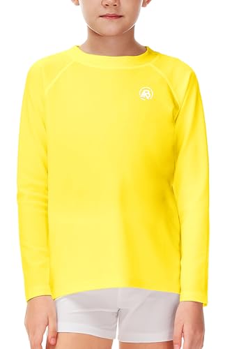 Image of AOBUTE Unisex Kids Rash Guard Long Sleeve SPF 50+ Sun Shirt UV Protection Swim Shirts 3-12 Years
