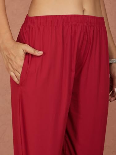 Image of TWIN BIRDS Women Cotton Kurti Pants | Straight Fit Ethnic Daily Trousers