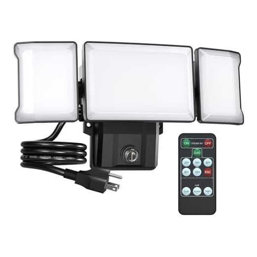 Olafus 55W Plug in Flood Lights Dusk to Dawn Outdoor Lighting, IP65 Waterproof LED Security Light with Remote Control, 5500LM, 6500K Flood Light for Yard Garage Garden Driveway Backyard