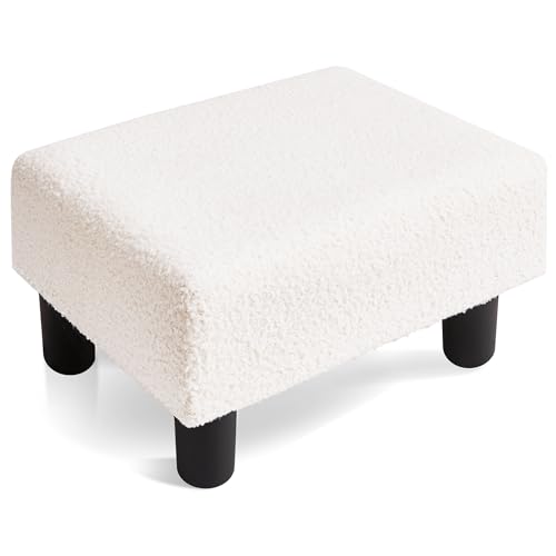 Poofzy Small Foot Stool, Rectangle Small Ottoman Foot Rest for Couch, Sherpa Ottoman Footstool with...