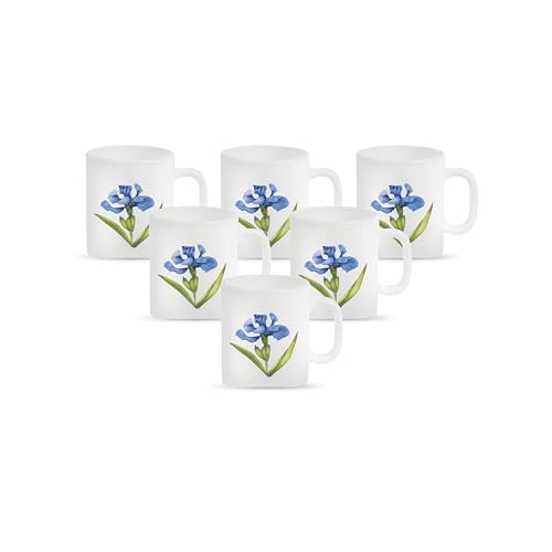 Image of La Opala Diva, Opal Glass Crockery | Coffee Mug Cylinder Regular, Set of 6 | Royal Iris, 190 ml | for Tea & Coffee | Microwave Safe | 100% Vegetarian | Extra Strong | Super Light | Super White
