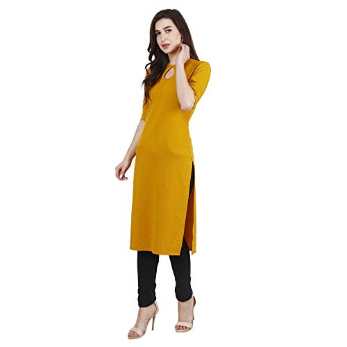 Image of POPWINGS Casual Plain Key Hole streachable Kurti